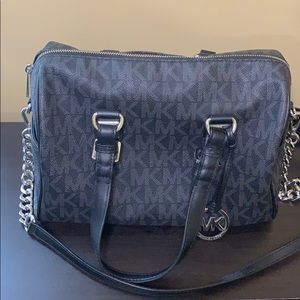 Michael Kors Small Grayson BLK MK Satchel w/Strap